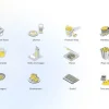 دانلود پروژه آماده افترافکت مجموعه آیکن ایزومتریک غذا Food - Isometric Icons