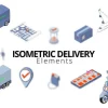 دانلود پروژه آماده افترافکت مجموعه آیکن ایزومتریک تحویل کالا یا دلیوری Isometric Delivery Elements