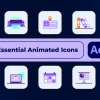 دانلود پروژه آماده افترافکت مجموعه آیکن لوازم دفتر کار Office Essential Animated Icons