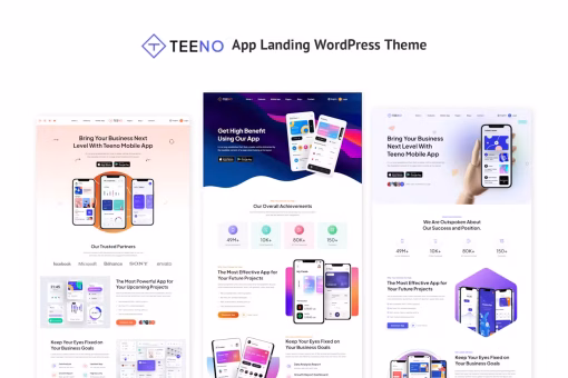 قالب وردپرس لندینگ اپلیکیشن Teeno