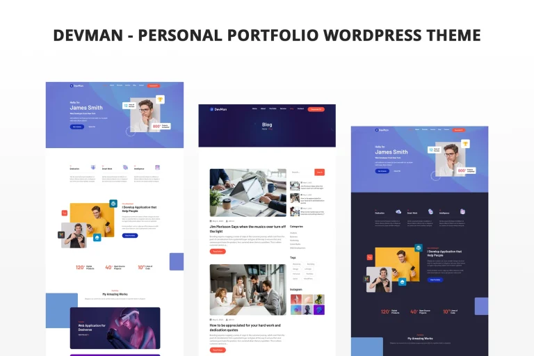 قالب وردپرس پورتفولیو شخصی Devman